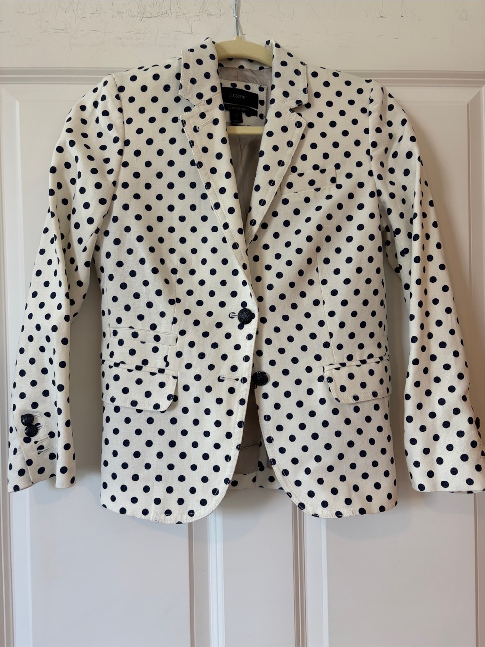 J. Crew Schoolboy linen polka dot blazer, 0